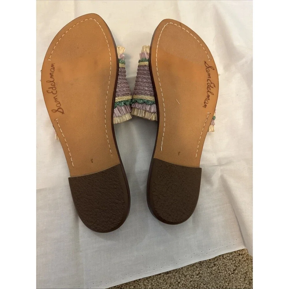 Sam Edelman Women's Georgia Slide Sandals Size 8 Raffia  Fringe & Woven - Picture 3 of 5